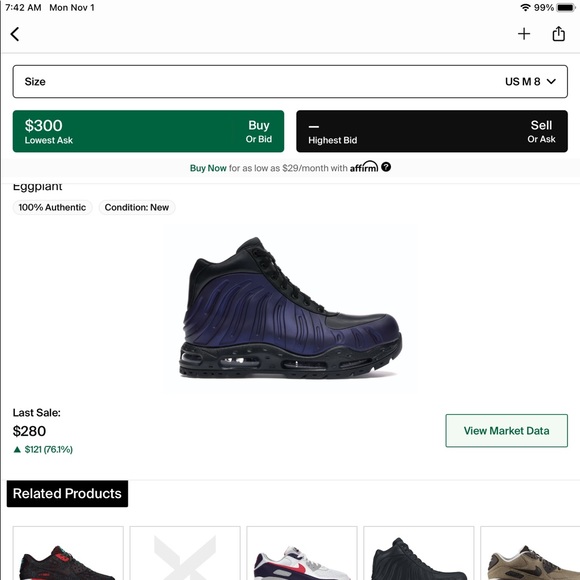 Nike Air Max Foamdome “foamposite boots”🍆🍆 Last pair size 8** - Picture 2 of 8